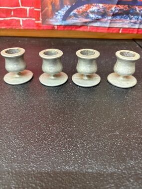 Set of 4 vintage pewter candleholders
